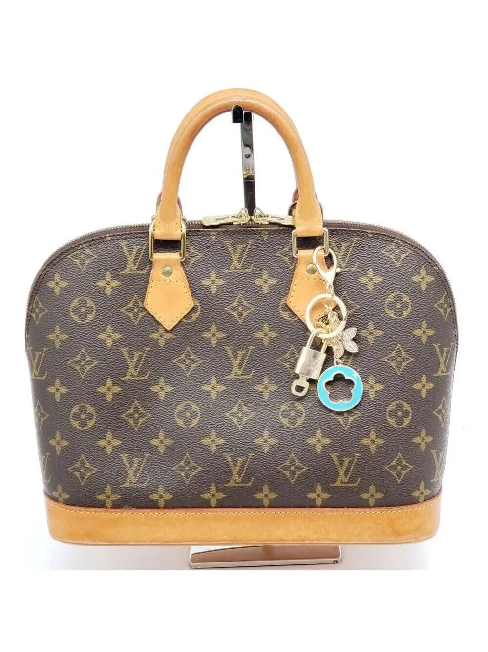 LV Gold Padlock 🔑 Authentic Louis Vuitton Charm + Unbranded Flower Keychain
